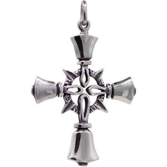 Handbell Cross Pendant  - Sterling Silver