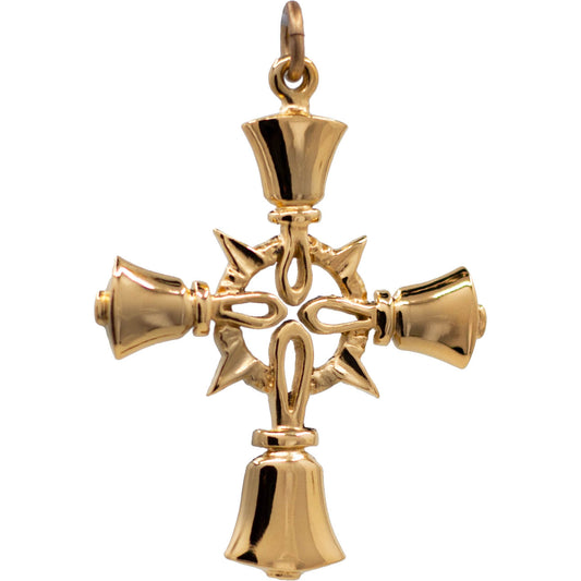 Handbell Cross Pendant  - Gold Vermeil