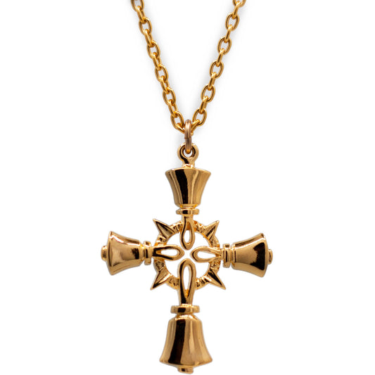 Handbell Cross Pendant with Chain - Gold Vermeil