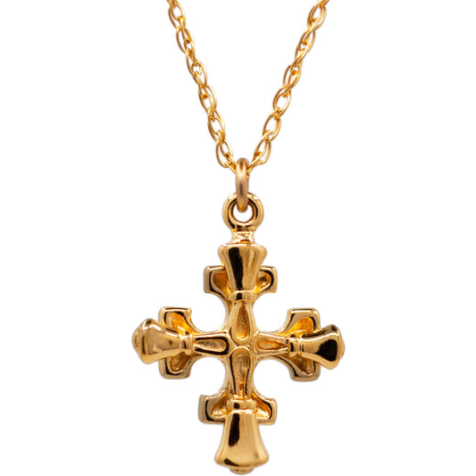 Handbell Greek Cross Charm – Gold Vermeil, Chain