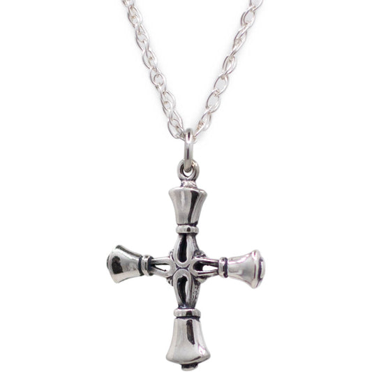 Handbell Cross Charm – Sterling Silver, Chain