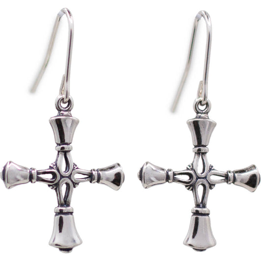 Handbell Cross Earrings – Sterling Silver