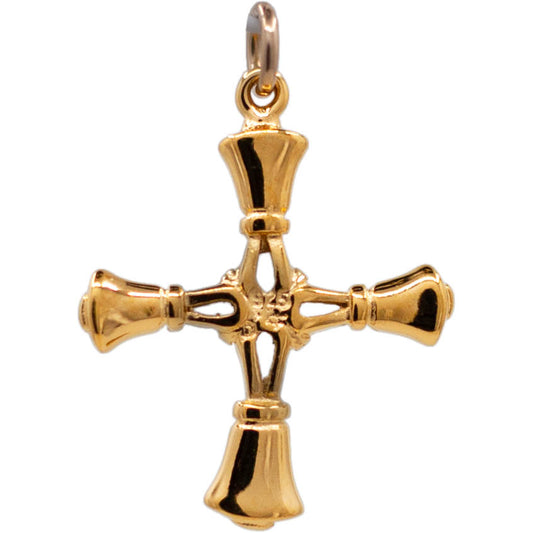 Handbell Cross Charm – Gold Vermeil