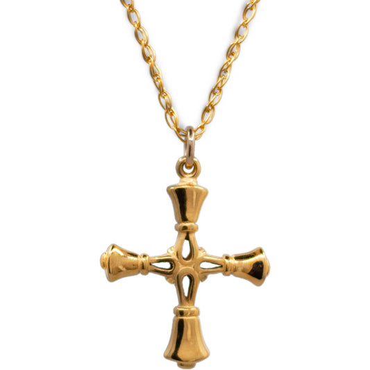 Handbell Cross Charm – Gold Vermeil, Chain