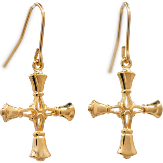 Handbell Cross Earrings – Gold Vermeil