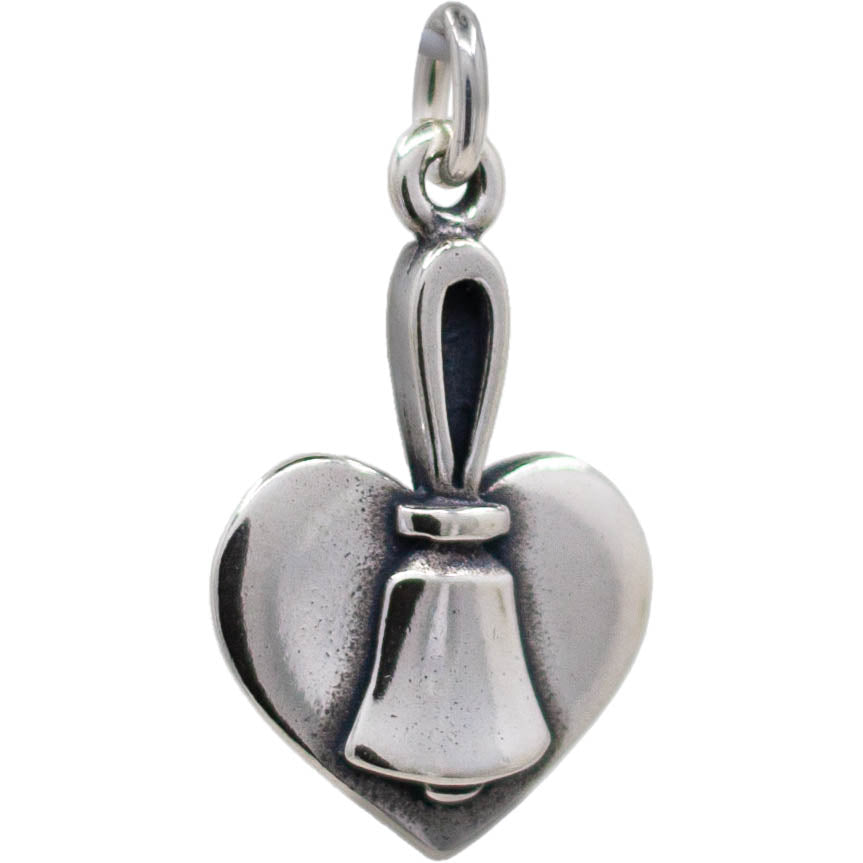 Handbell and Heart Charm - Sterling silver from Handbell Services