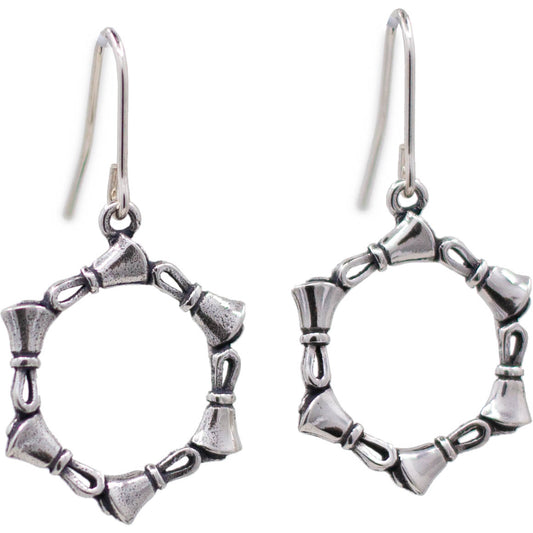 Handbell Earrings - Circle of Bells, Sterling Silver