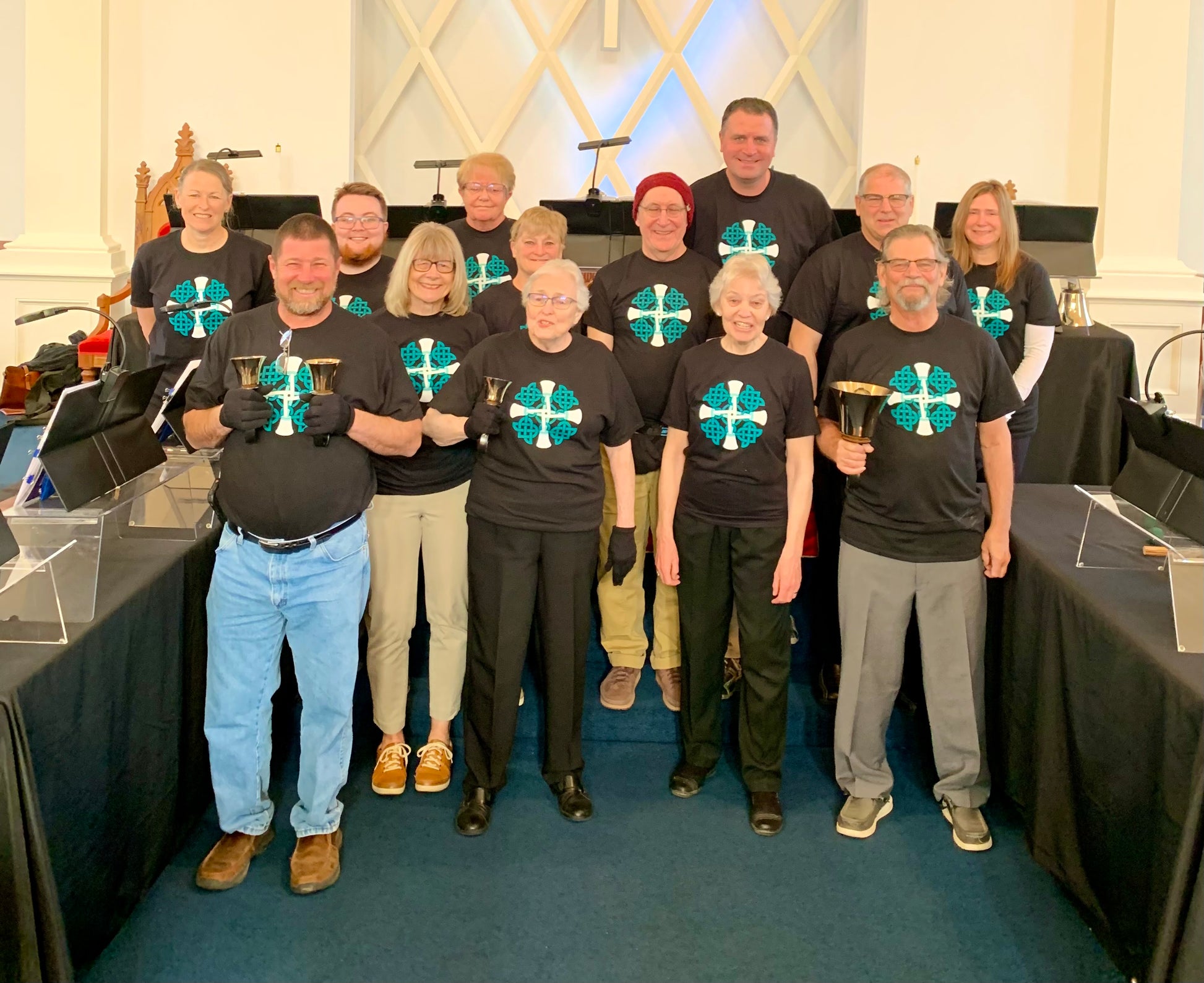 Bells of Praise handbell choir from First Presbyterian Church, Homer, MI are happily wearing this t-shirt.)