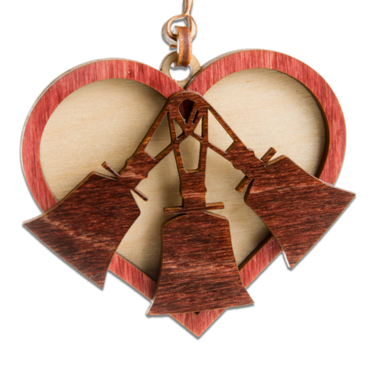 Wooden Ornament - Heart and Handbells