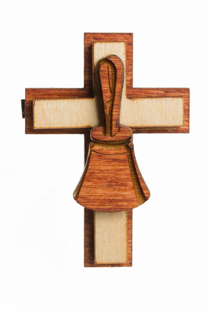 Little Wooden Cross Magnet - Handbell