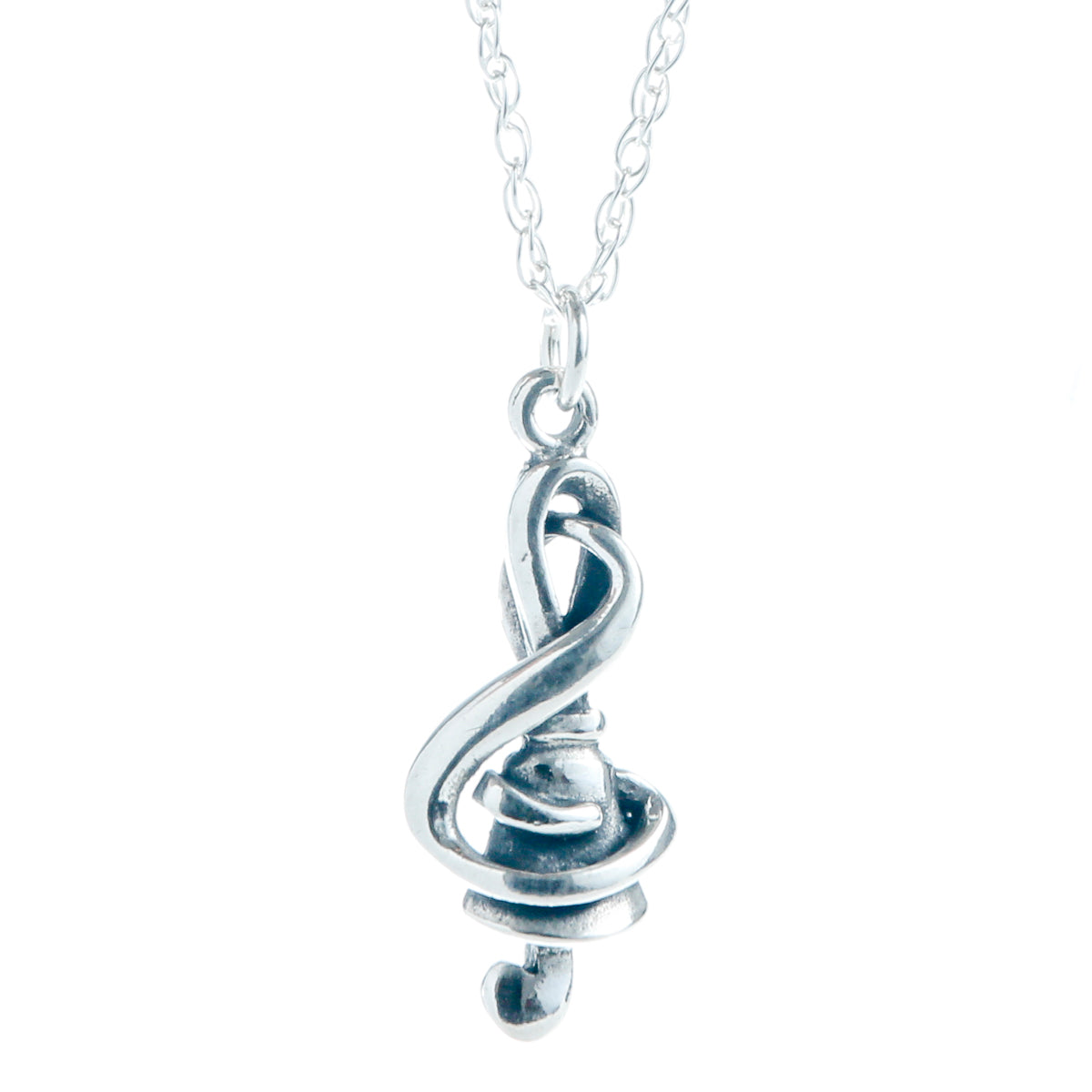 Handbell and Treble Clef Charm with Chain - Sterling Silver