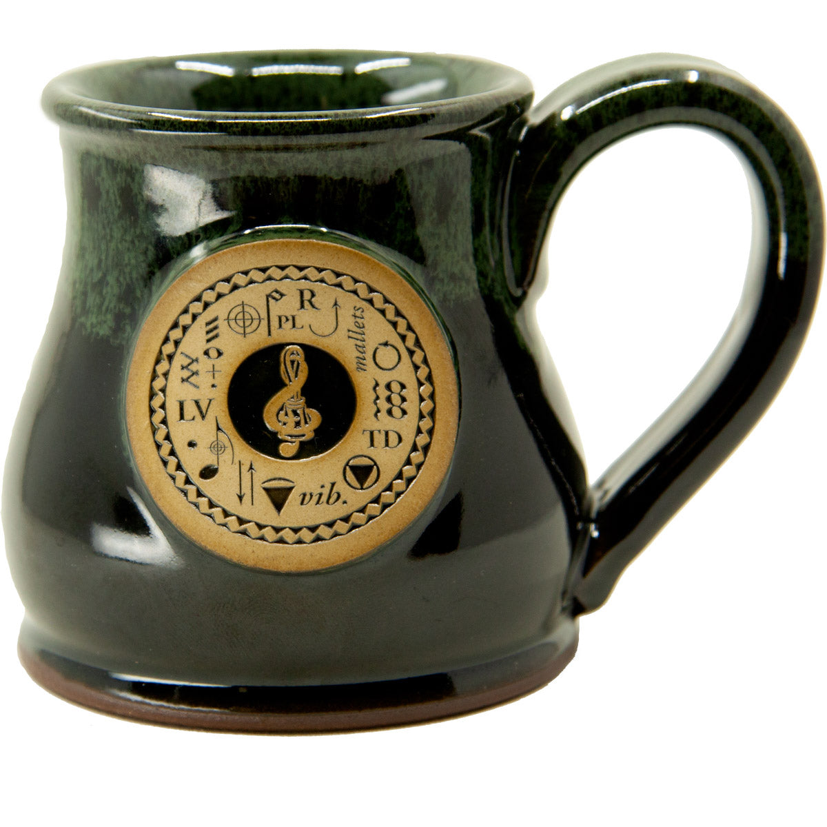 Stoneware Mug with Treble Clef, Handbell, and Techniques Design - royal green